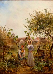 Emil Barbarini Wäscherin plaudert mit Dame