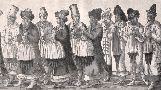 Emil Brass, Im Reiche der Pelze, 2. Auflage, 1925, Seite 145, Russische Gesandtschaft des Zaren Iwan an den deutschen Kaiser, die als Geschenk Zobel- und Nerzfelle überbringt, 15. Jh