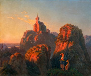 Emil Ludwig Löhr - Landschaft mit Kirche am Abend - 7879 - Kunsthistorisches Museum