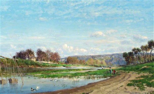 Emile Charles Lambinet (1815-1877) - On the Seine - ABDAG002313 - Aberdeen Art Gallery
