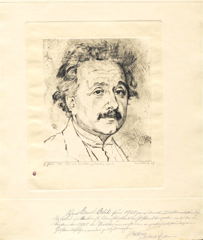 Emil Orlik Albert Einstein etching 1923