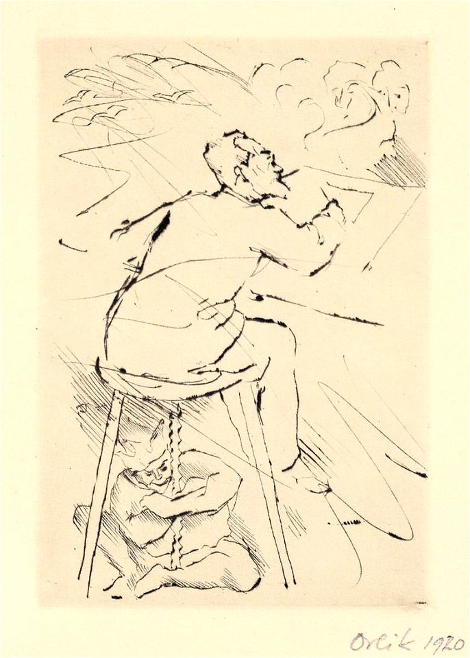 Emil Orlik Selbstbildnis mit Staffelei