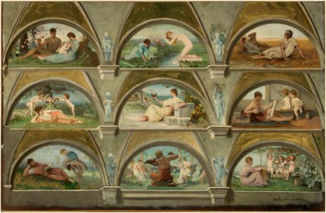 Emile Lévy - Esquisse pour le salon des cariatides de l'Hôtel de Ville de Paris , Scènes allégoriques de la vie quotidienne (voussures) - PPP4086 - Musée des Beaux-Arts de la ville de Paris