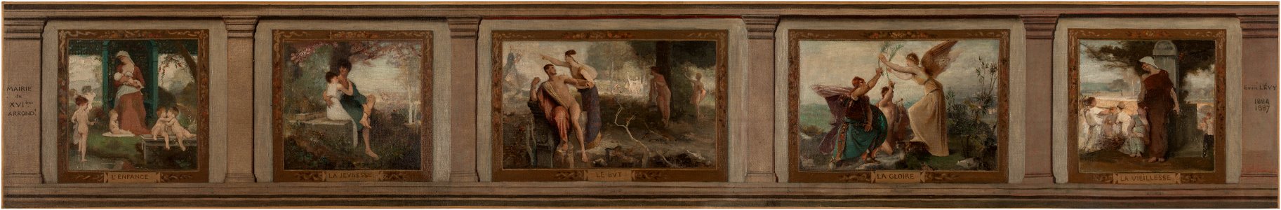 Emile Lévy - Esquisse pour la mairie du 16e arrondissement de Paris (salon en hémicycle) , L'enfance, la jeunesse - PPP4084 - Musée des Beaux-Arts de la ville de Paris