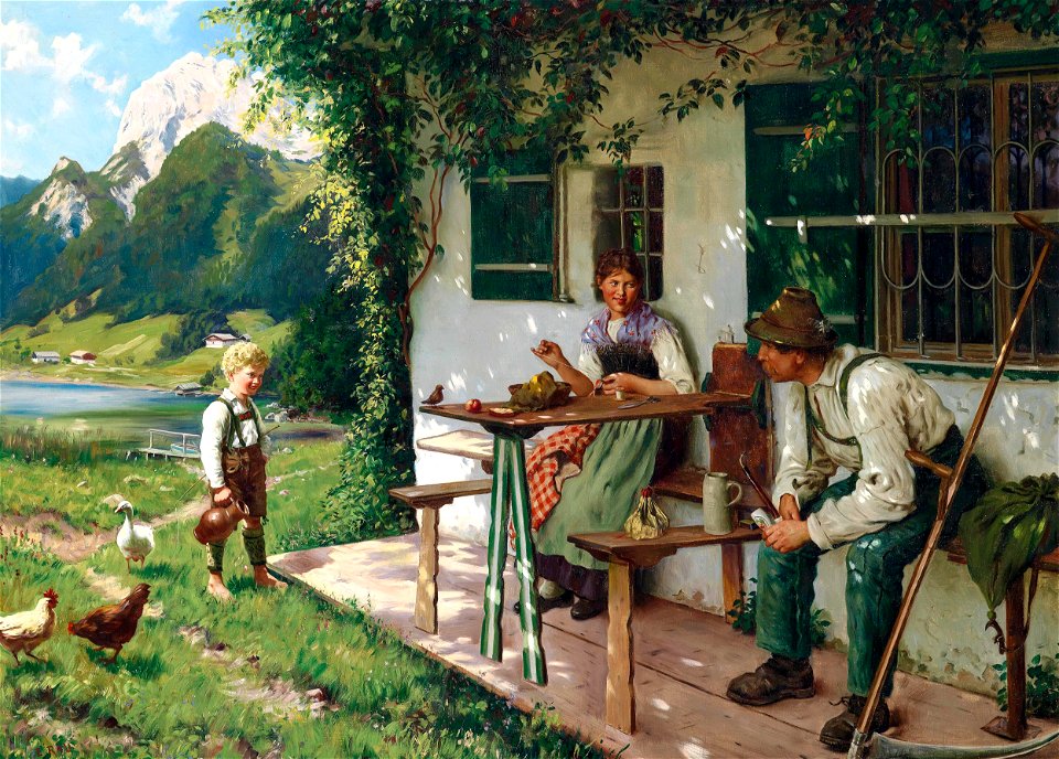 Emil Rau Ein Sommertag vor dem Haus