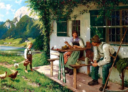 Emil Rau Ein Sommertag vor dem Haus