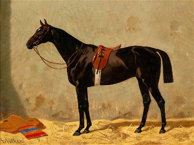 Emil Volkers - Black Horse in the Stable