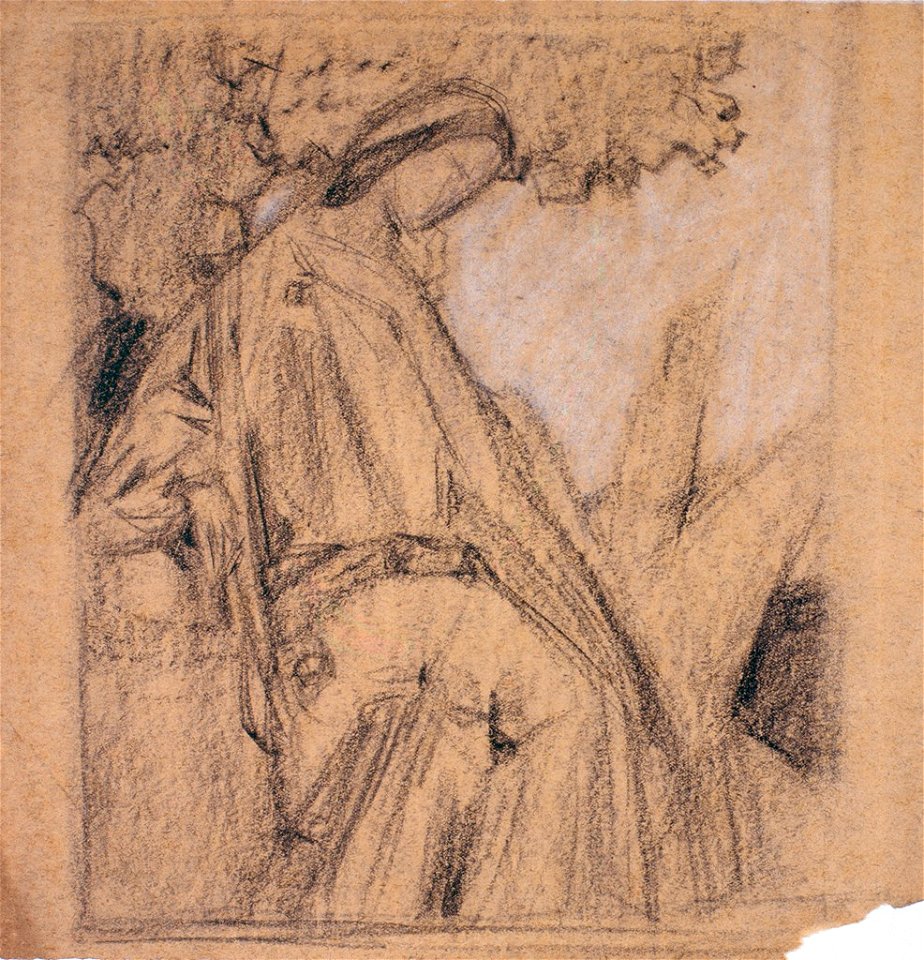 Emile Brunet (c 1890) - Femme pensive (dessin)