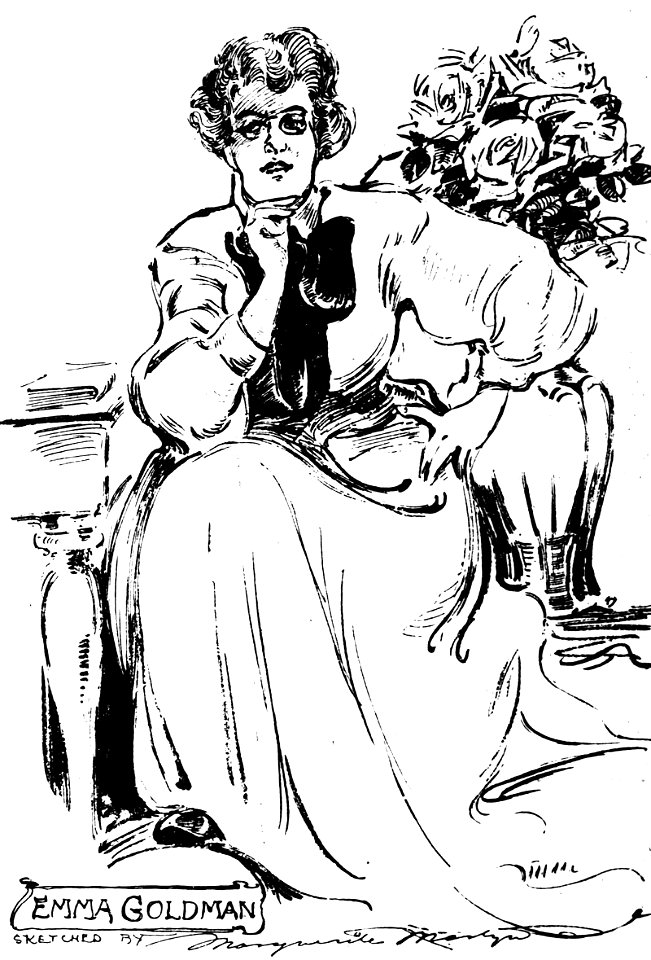 Emma Goldman as sketched by Marguerite Martyn, 1908
