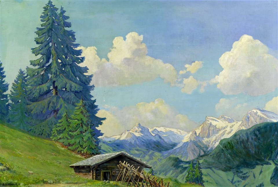 Emile Cardinaux Alpine Landschaft im Berner Oberland 1909
