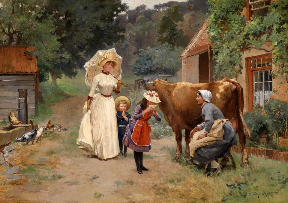 Emile Charles Dameron Besuch am Bauernhof