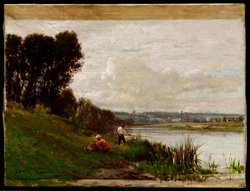 Emile Charles Lambinet - Fishing on the Banks of the Seine - 23.567 - Museum of Fine Arts