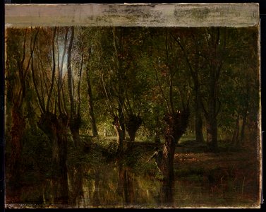 Emile Charles Lambinet - Young Man Fishing beneath Willow Trees - 94.311 - Museum of Fine Arts