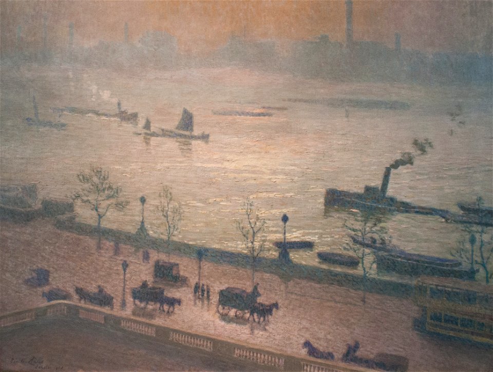 Emile Claus - Morning Reflection on the Thames in London