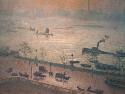 Emile Claus - Morning Reflection on the Thames in London