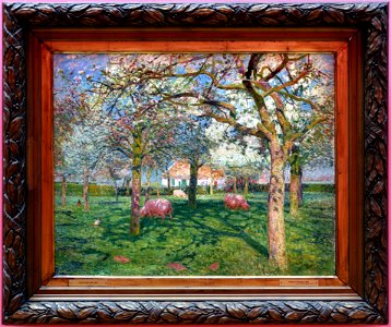 Emile claus, frutteto in primavera, 1902