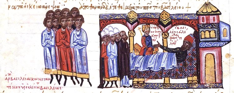 Emperor Alexander on his deathbed hands over power to his nephew Constantine