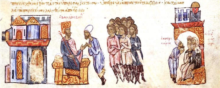 Emperor Basil I sends a messenger to the two magistroi