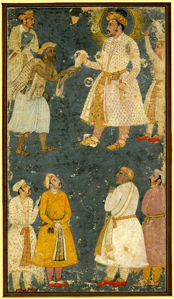 Emperor Jahangir receiving a petition from a fakir