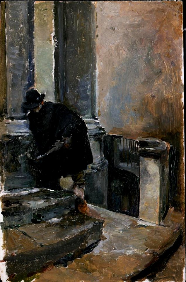 Emilio Sala Francés - Sketch (Man with cape on steps) - A267 - Hispanic Society of America