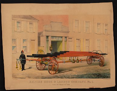 Empire hook & ladder company, no. 1. Instituted February 6th 1851 - on stone by J. Queen ; P.S. Duval & Co's Steam lith. Press Philada. LCCN2015647831