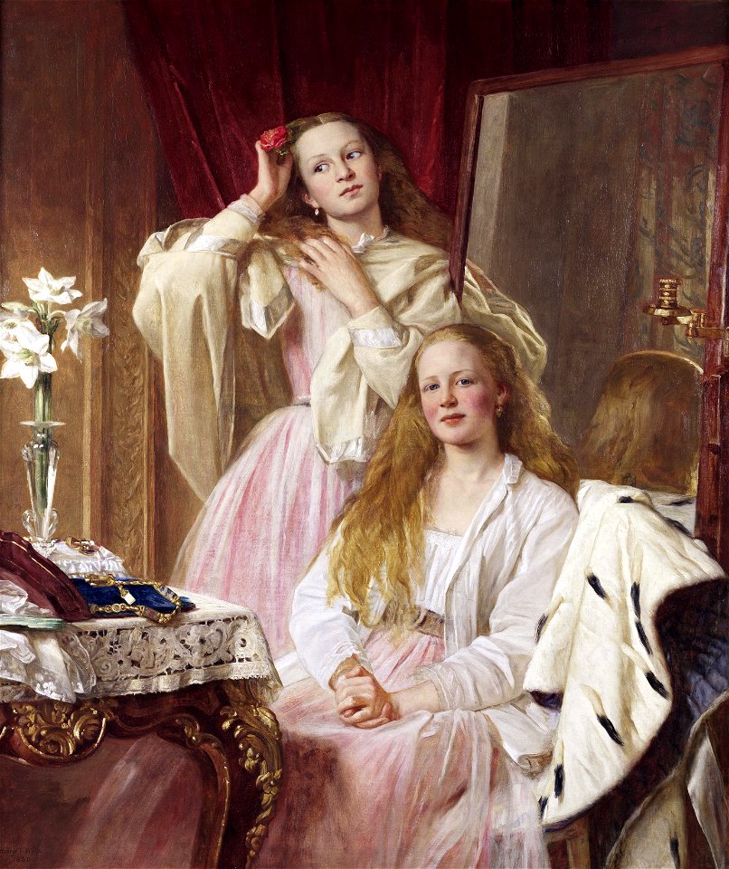 Emma and Federica Bankes of Soughton Hall, by Henry Tanworth Wells