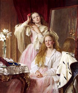 Emma and Federica Bankes of Soughton Hall, by Henry Tanworth Wells