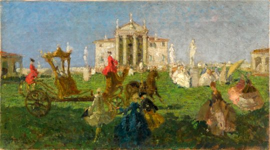 Emma Ciardi Kutschenfahrt vor der Villa Capra 1915
