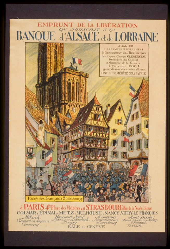 Emprunt de la Libération. On souscrit á la Banque d'Alsace et de Lorraine. Entrée des Français á Strasbourg LCCN99613724