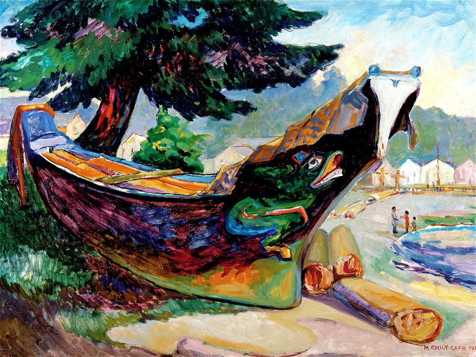 Emily-Carr-Indian-War-Canoe-Alert-Bay-1912-Oil-on-cardboard-65-x-955-cm-The-Montreal-Museum-of