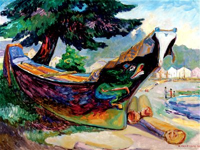 Emily-Carr-Indian-War-Canoe-Alert-Bay-1912-Oil-on-cardboard-65-x-955-cm-The-Montreal-Museum-of