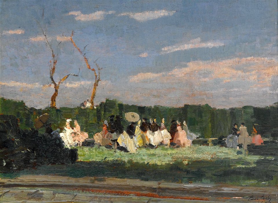 Emma Ciardi Unterhaltung im Garten einer Villa 1919