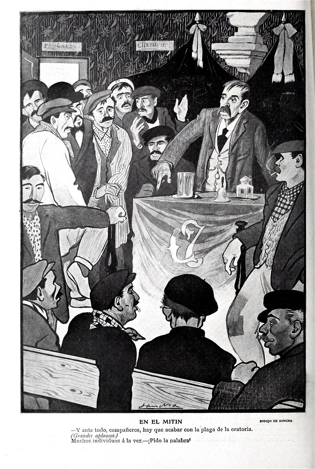 En el mitin, por Sancha