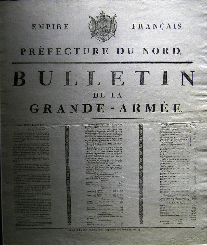 Empire Francais. Prefecture du Nord. Bulletin de la Grande-Armeee