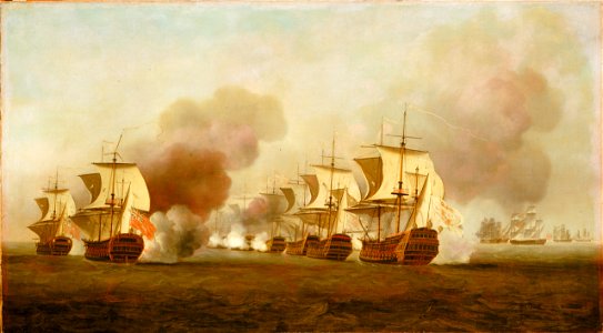 End of Knowles' action off Havana, 1 October 1748. Free illustration for personal and commercial use.