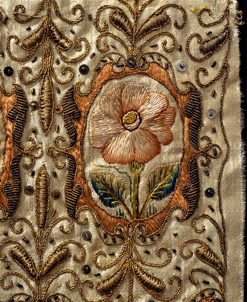 En söndersprättad harskinnsmuff som ägts av Gustav II Adolf (mönsterdetalj) - Livrustkammaren - 5212
