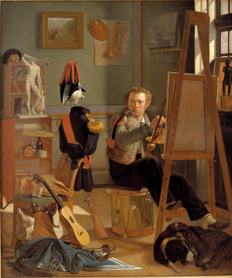En bataillemaler, Jørgen Sonne (1801-90) i sit arbejdsværelse