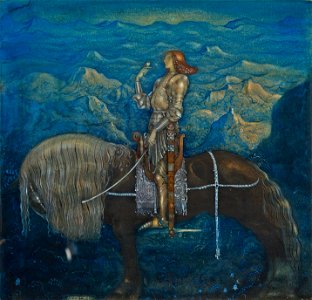 En riddare red fram (A knight rode on) by John Bauer. Free illustration for personal and commercial use.