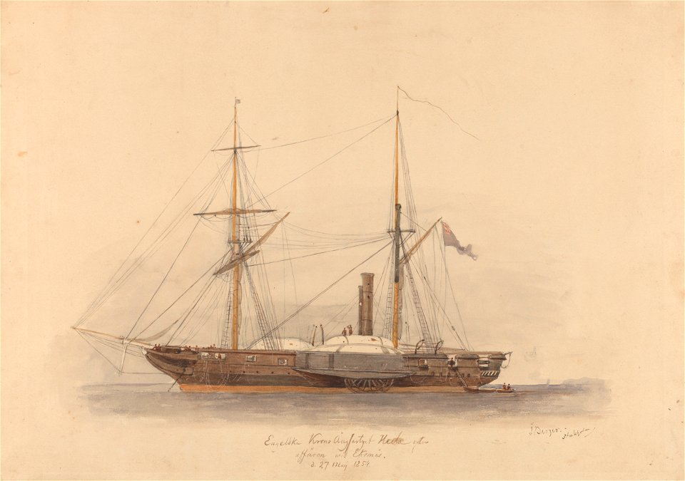 Engelska Krono Augfartyet Hecla efter affaren wid Ekenas d.27 May 1854 RMG PY0896
