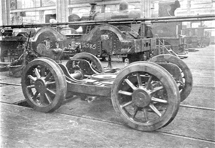 Engine bogie at Midland Railway Derby works (Boys' Book of Locomotives, 1907)