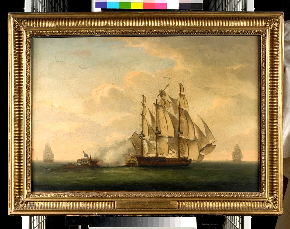 End of the action between HMS Magicienne and La Sibylle, 2 January 1783 RMG BHC0457