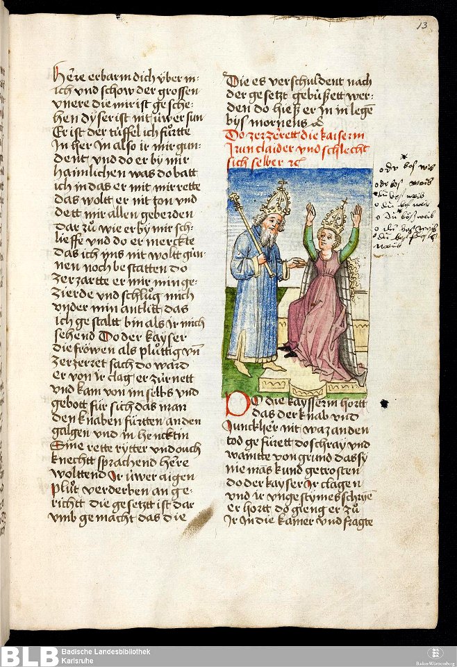 Gesta Romanorum - Donaueschingen 13r