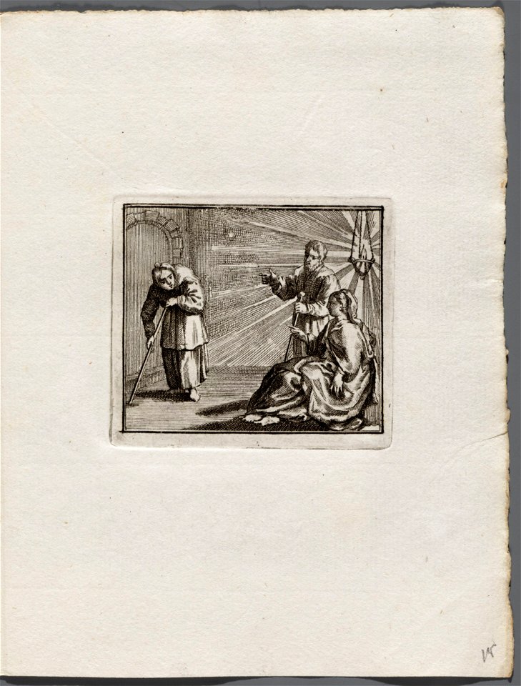 Gestadig houd sy voor ´t gesicht een lamp, objectnr A 19201.4