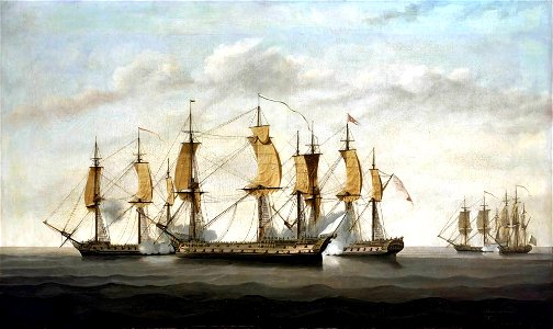 Engagement entre trois vaisseaux anglais compagnie des Indes et deux corsaires francais 8 mars 1757