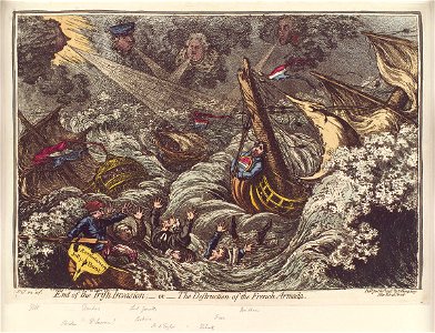 End of the Irish invasion; - or - the destruction of the French armada by James Gillray. Free illustration for personal and commercial use.