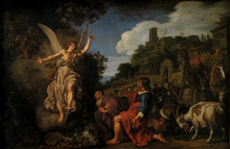 Englen Rafael tager afsked med den gamle Tobit og hans søn Tobias