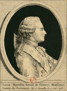 Engraved portrait of Louis XVIII of France - 18th century. Free illustration for personal and commercial use.