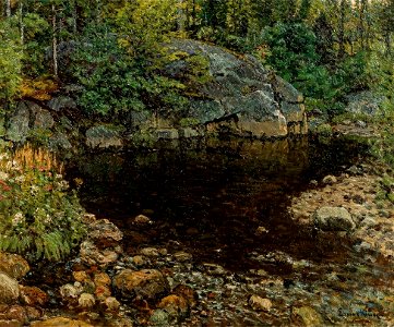 Bear River Trout Pond, North Newry, Maine by John Joseph Enneking. Free illustration for personal and commercial use.