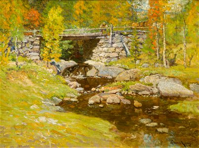 Brook in Autumn by John Joseph Enneking. Free illustration for personal and commercial use.