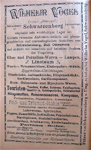 Geschäftsanzeige Wilhelm Vogel 1898